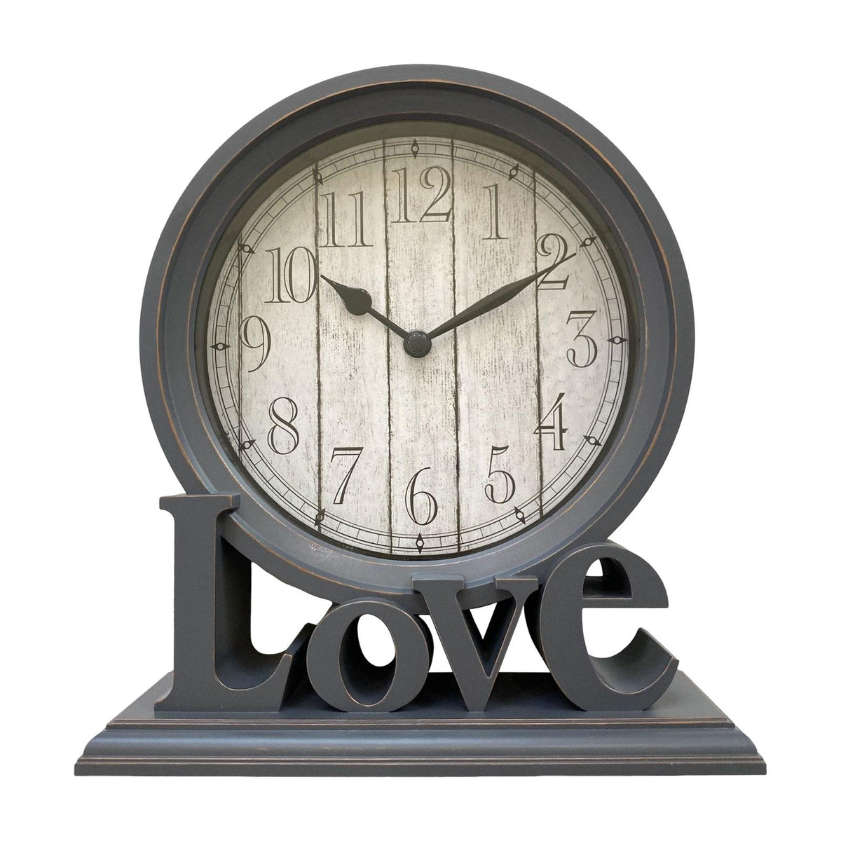 Maxbell Maxbell Round Desk Clock Fireplace Non Ticking Decorative Farmhouse Silent Bedside Gray