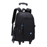 Maxbell Rolling Backpack Portable Nylon Trolley Suitcase for Business Travel Camping Blue 6 Wheels