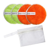 Maxbell Maxbell 4 Pcs Soft Gentle Make-Up Remover Puff Facial Cleansing Cloth Green Orange