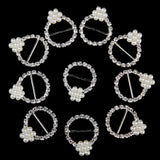 Maxbell 10x Bowknot Crystal Diamante+ 10 Round Pearl Buckle Ribbon Slider Gift Box Decor