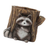 Maxbell Raccoon and Stump Statue Planter Plant Pot Desktop Ornament for Garden Decor