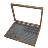 Maxbell Jewelry Box Gifts with Dividers Portable Spacious Display for Rings Daughter Gray Liner