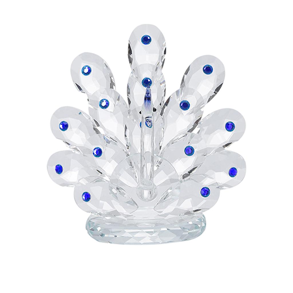 Maxbell Maxbell Crystal Peacock Sculpture Statue Figurine for Office Desk Store Blue Mini