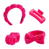 Maxbell Headband and Wristband Set Gift for Women and Girls Trendy Skincare Headband Rose Red