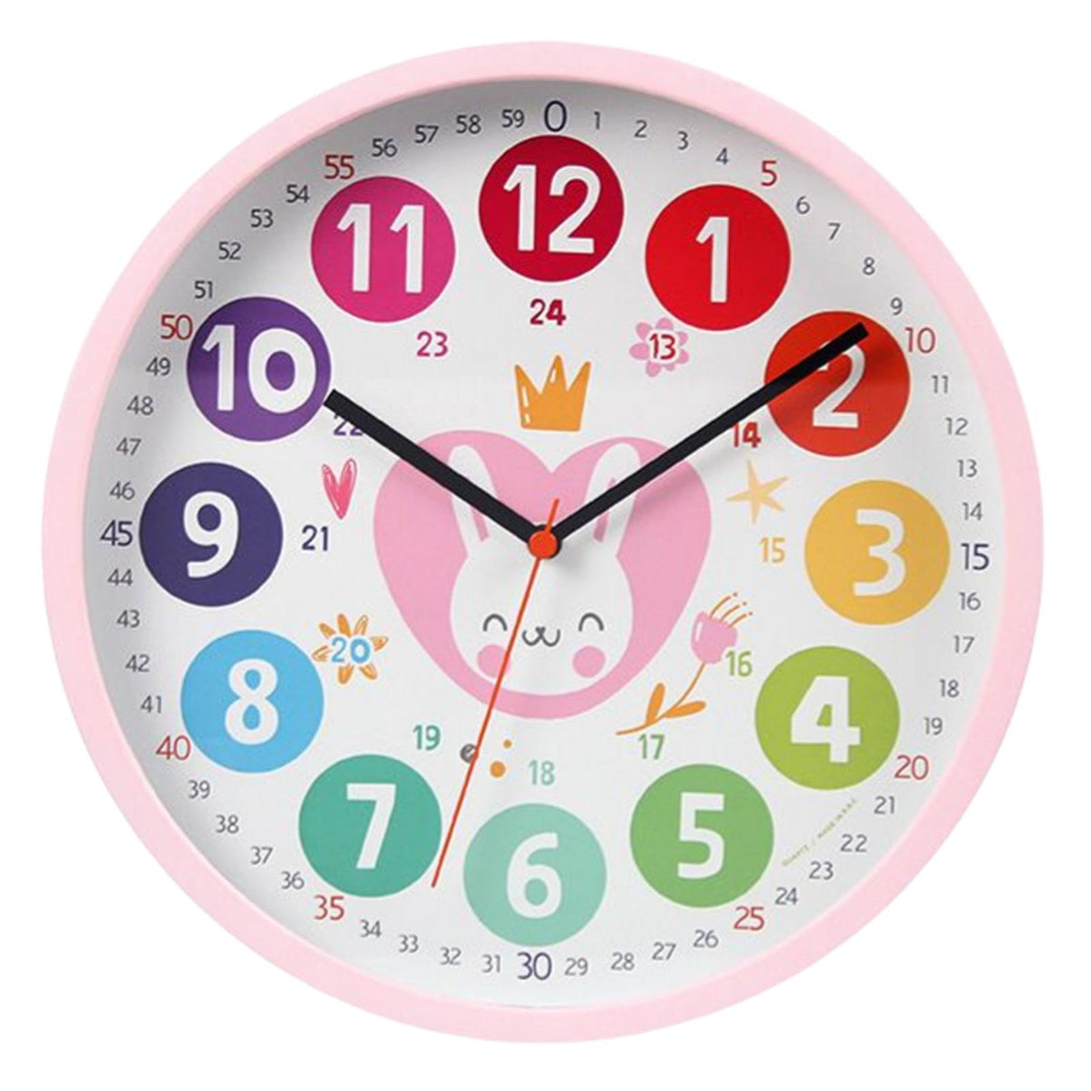 Maxbell Maxbell 10" Telling Time Teaching Clock Wall Clock for Playroom Kids Children Rabbit