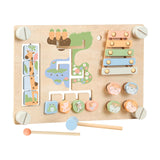 Double Sided Busy Board Learning Skill Toy Gear Piano Knocking Sensory Board