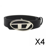 Maxbell 4xMen Women PU Leather Belt Waist Belt Waistband Letter D Snap Buckle Trendy Black