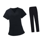 Maxbell 2xWoman Black Scrubs Set Work Uniforms Workwear for Worker Pet Groomer Durable Size L