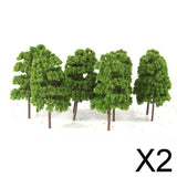Maxbell 2x20Pcs Model Abies Holophylla Tress Train Railroad Scenery 1:150 Light Green