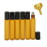 Maxbell Maxbell 10 ml (1/3 fl oz) Gold Glass Essential Oil Gel Roll On Bottles - Pack of 6+1