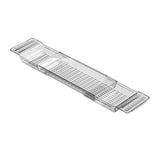 Maxbell Bathtub Tray Basket Retractable Bathtub Storage Rack for Candle Phone Holder Clear