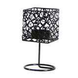 Maxbell Tea Light Candle Holder Iron Candlestick for Dining Table Bedroom Decoration Black