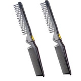 Maxbell Maxbell 2PC Foldable Travel Pocket Hair Comb/Brush, Double Headed & Portable Black