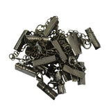 Maxbell 12 sets lobster Clasp 22x6mm Crimp Clip Ends with Extender Chain Gunblack - Aladdin Shoppers