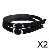 Maxbell 2xShoe Strap Holder with Buckle Shoelace Accessories Anti Loose for Women Lady suede black
