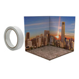 Maxbell 1:12 Miniature Scene Background Board Display for Action Figures Diecast Car City Sunset