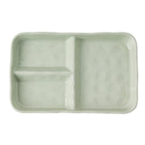 Maxbell Serving Platter Easy to Fill Practical 3 Compartments Porcelain Dinner Plate rectangle green