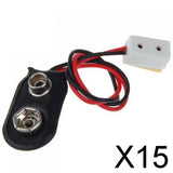 Maxbell 15xDollhouse Miniature 9V Battery Connector w/ Wire and Single Receptacle LA005