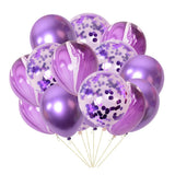 Maxbell 15x Latex Confetti Foil Balloons Wedding Birthday Hen Party Supplies Purple