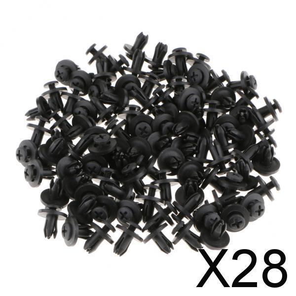 Maxbell 28x100Pcs Plastic Rivets Car Bumper Fender Clips Door Panel Screws 6mm Hole Dia