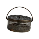 Maxbell Home Coil Holder with Handle Round with Lid Stand for Indoor Travel Home Bronze