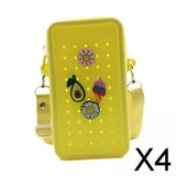 Maxbell 4xHoles Shoulder Bag Practical Silicone Phone Holder Bag for Women Sport Yellow