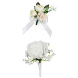 Maxbell 2pcs Wedding Groom Bridal Artificial Flower Corsage Brooch Pin Europe Retro