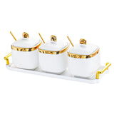 Maxbell Condiment Canister Nordic Food Storage Container Spice Container for Parties 3 jar gold