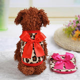 Maxbell Maxbell Two Colors Leopard Design Coral Fleece Puppy Clothes Pet Dress Vest 8# Red