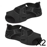Maxbell 2xYoga Socks for Women Clasped Pilates Socks Grip Socks for Barre Yoga Pilates M Black