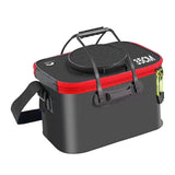 Maxbell Fishing Bucket Foldable Multifunction with Strap for Gardening Picnic Hiking Black With Handle 35cmx24cmx22cm