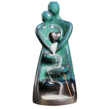 Maxbell Ceramic Backflow Incense Burner Statue Couple Flow Incense Burner for Office