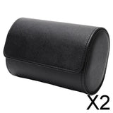 Maxbell 2xWatch Travel Case PU Leather Soft Bracket Gifts fr Holding Wristwatch Black