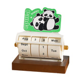 Rotary Perpetual Desk Calendar Gift Reusable School Bedroom Panda Decorative Green