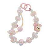 Maxbell 3xKey Ring Bangle Chain House Car Keys Ring Holder Beaded Key Ring Bracelet Pink