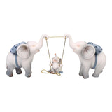 Maxbell Elephant Figurine Modern Cartoon Decorative Figurine for Shelf Desk Entrance Blue