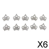 Maxbell 6x10pcs Crystal Diamante Crown Embellishments DIY Accessories 23x23mm