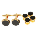 Maxbell Men Tuxedo Collar Buttons Shirt Cufflinks Formal Dress Costume Gold black - Aladdin Shoppers