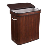 Maxbell Bamboo Laundry Basket Portable Storage Basket Bins for Bathroom Dorm College Brown