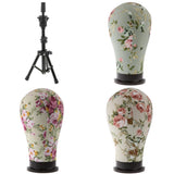 Maxbell Cork Canvas Block Mannequin Model Head Wigs Making Display Tripod Stand Set