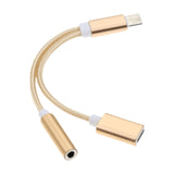 Maxbell USB C to 3.5mm Jack Headphone Charger Adapter Voice Charging Cable Converter Gold