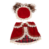 Maxbell Maxbell Pet Princess Clothes for Small Dog & Cat Summer Lace Shawl Hat Wig Outfit L Red