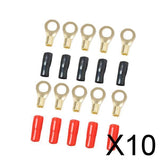 Maxbell 10x5 Pairs 8 AWG Car Audio Power Ground Wire Ring Terminal Connector Brass