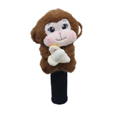 Maxbell Soft Plush Monkey Golf Wood Driver Headcover Golf Club Head Cover for Adults Dark Brown
