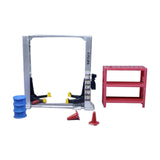 Maxbell 1/64 Diorama Garage Gantry Crane Scene Model Oil Drum Furniture Repair Tools Argent Lift