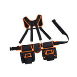 Maxbell Tool Belt with Suspenders Dad Gift Pack Organizer for Adults Family Plumbing Black Orange