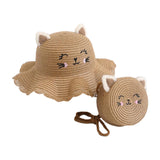 Maxbell Straw Hat and Small Bag Set Sun Hat for Outdoor Activities Vocations Holiday Khaki