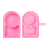 Maxbell Silicone Snack Container Portable Double Compartment for Kitchen Fruits Work Pink