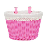 Maxbell Kids Bike Basket with Lining Portable Detachable Decoration Tricycle Baskets Pink