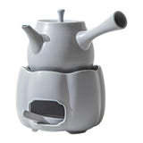 Maxbell Teapot with Warmer Reusable Tea Kettle Flower Tea Pot for Hotel Home Outdoor Gray Side Handle